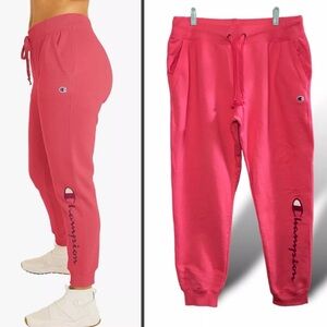 CHAMPION Pink SWEAT PANTS Womens 1X NEW Fleece Joggers POWERBLEND Loose Comfort